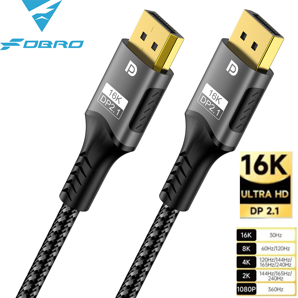 Hdmi Cable 2.1 - 16K DP Cable 8K@120Hz/60Hz 4K@240Hz 80Gbps
