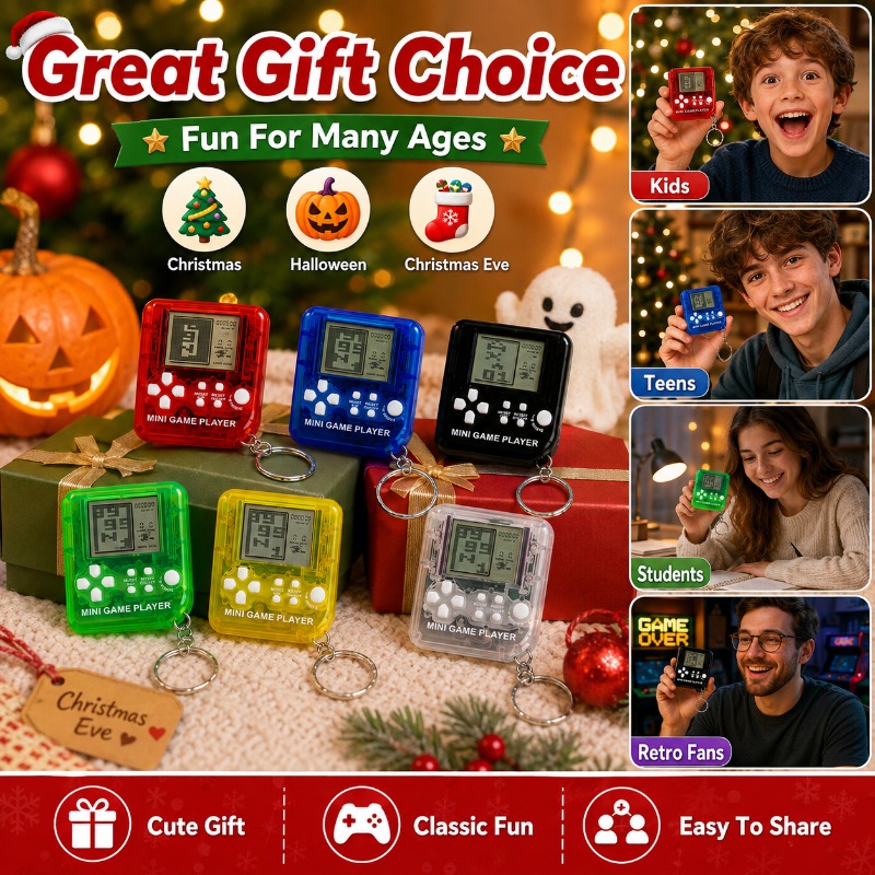 Gaming Console Keychain - Mini Tetris Game Console Keychain Portable